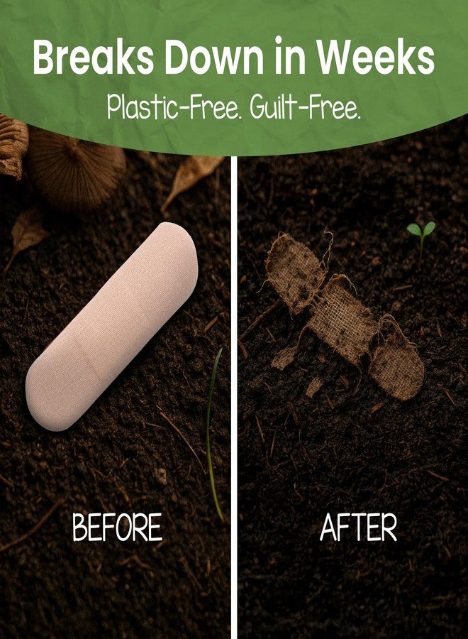 باتش ضمادات باتش الطبيعية الصديقة للبيئة المصنوعة من الخيزران للبشرة الحساسة، ضمادات مضادة للحساسية للبشرة الحساسة، قابلة للتحلل الحيوي، خالية من اللاتكس والبلاستيك، 25 ضمادة - عبوة من 3 قطع - Image 4